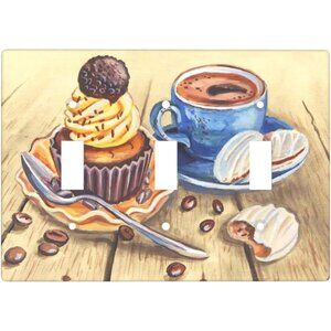 Coffee cafe barista Light Switch Cover Plates 3 Gang Mug cup mug espresso